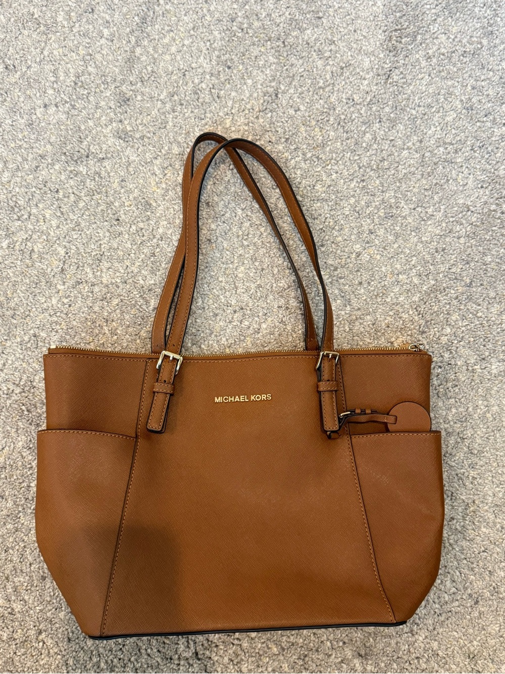 Michael Kors Cognac Leather Tote with Dual Straps